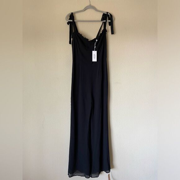 NWT Reformation Alfred Black Jumpsuit Wide Leg Size 10 - Picture 7 of 11